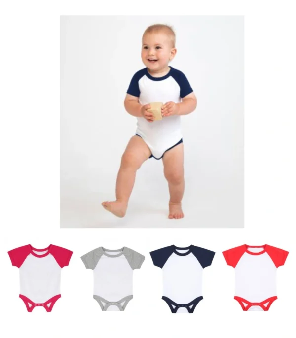 Larkwood LW502T Essential Short Sleeve Baby Baseball Babysuit